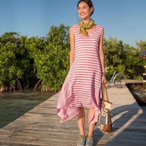 SUNDANCE: Linen Pink/Wht Stripped Dress